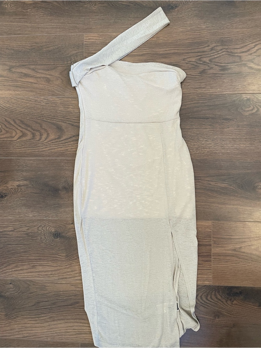 NWOT One-Shoulder Cream Bodycon Dress